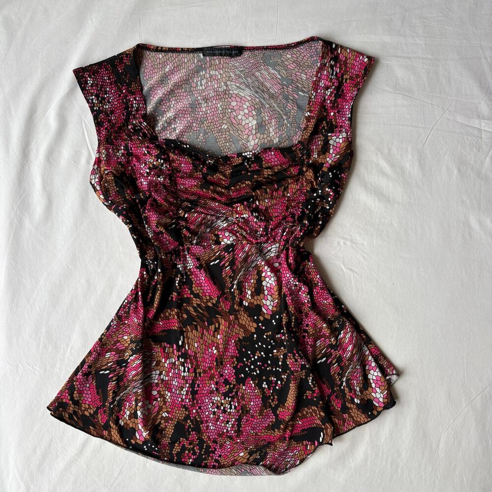 Y2K Abstract Babydoll Top American City Wear - Size L